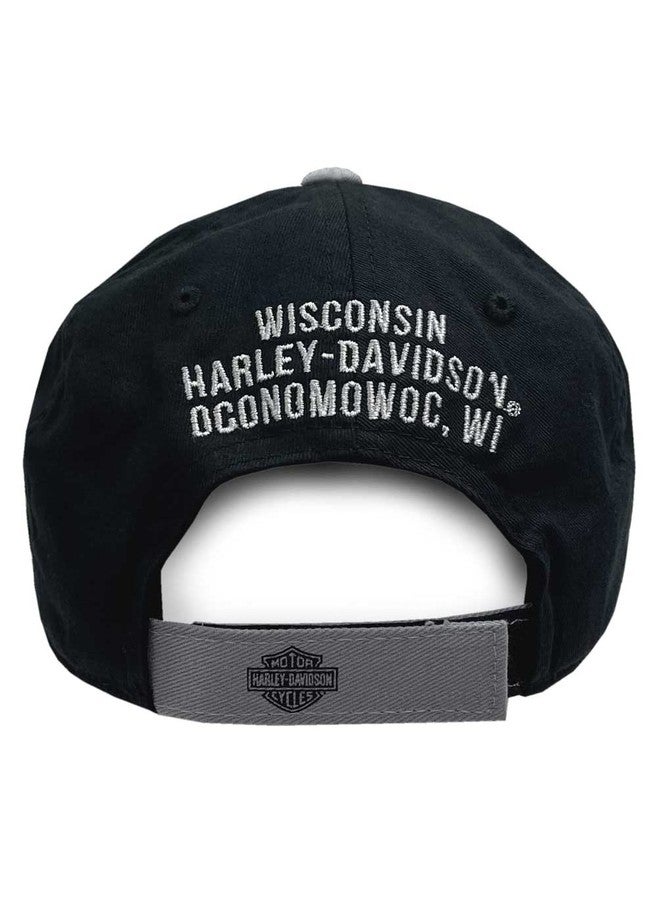 HARLEY DAVIDSON Harley-Davidson Women's Spiked Monogram Frayed H-D Baseball Cap w/Silver Wings - Image 2